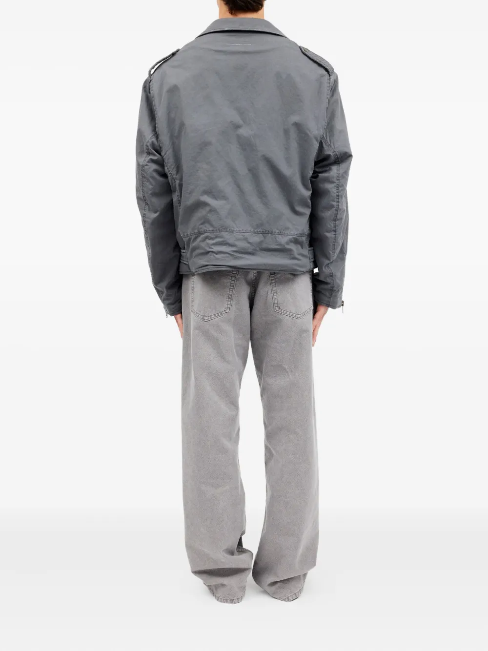Байкерская куртка на молнии с поясом Mm6 Maison Margiela, серый — фото 4