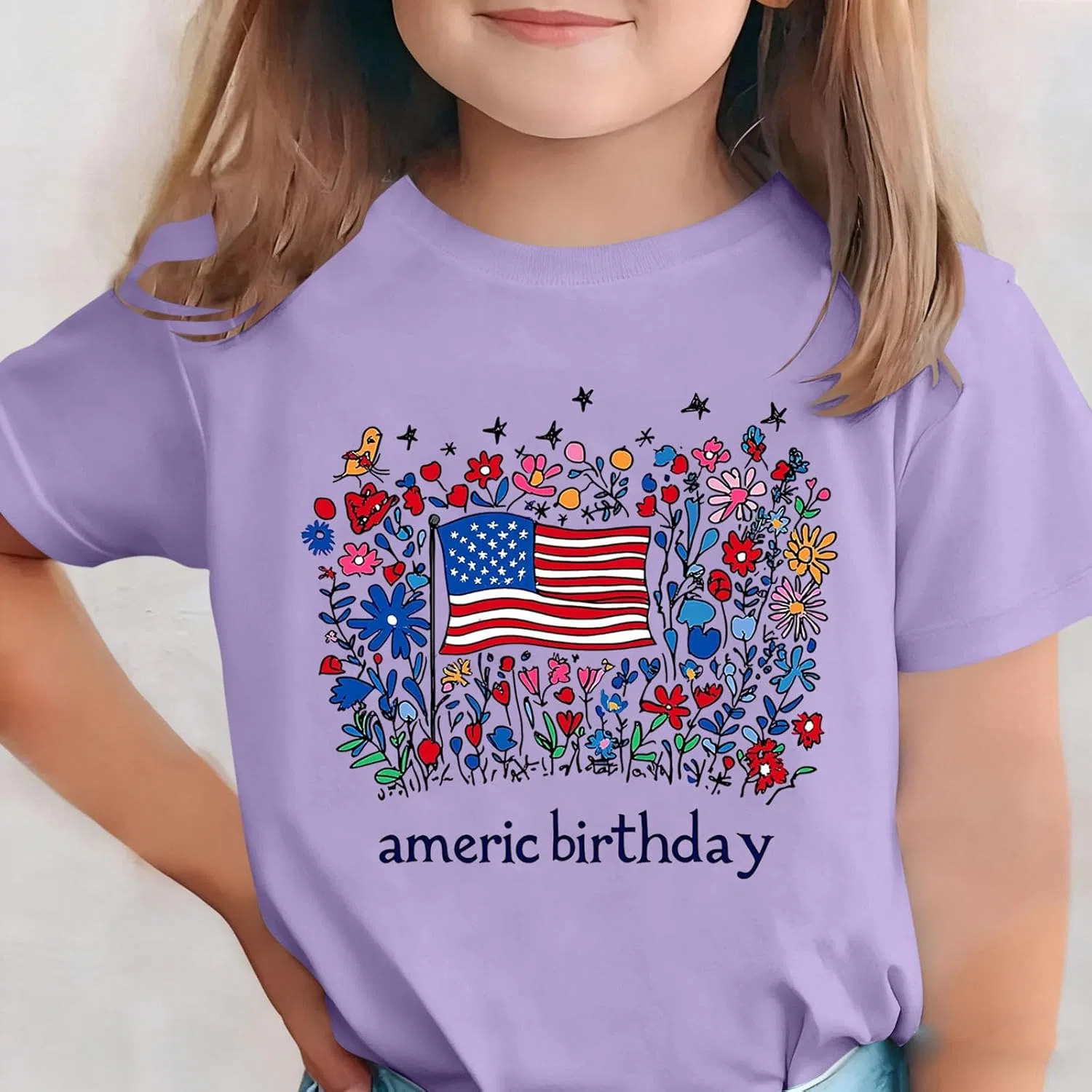 Футболка с коротким рукавом American Flag, Zzalalana, фиолетовый — фото 3