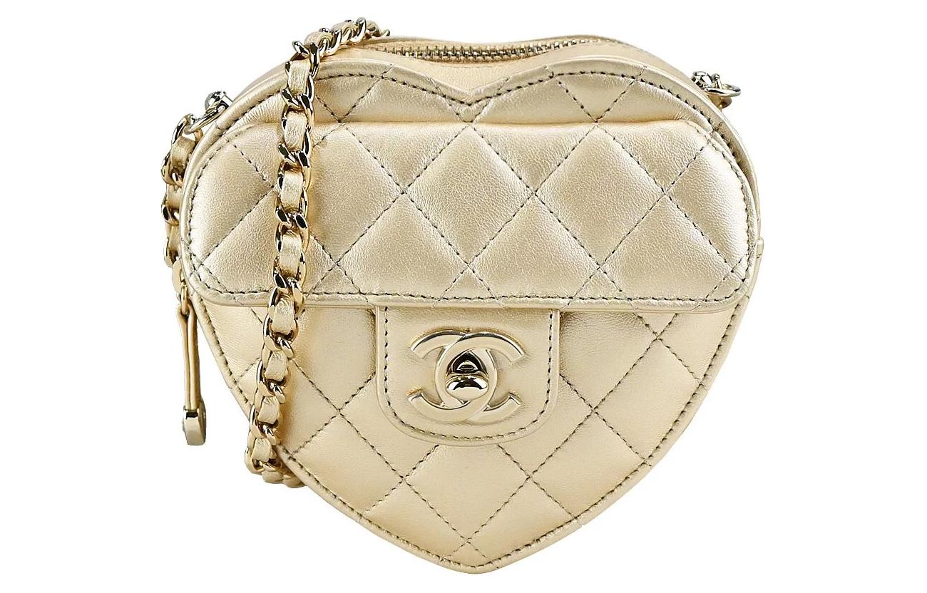 

Сумка через плечо из ягненка, женская золотая CHANEL