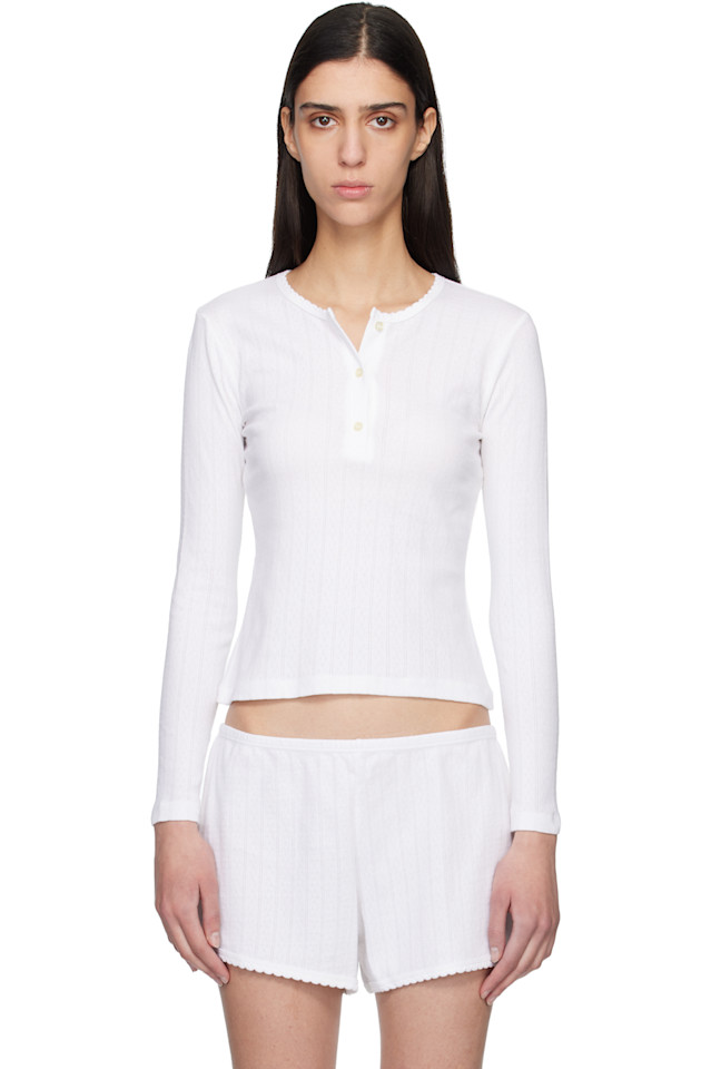 

Рубашка-Поло с длинным рукавом, ажурная отделка Leset, белый