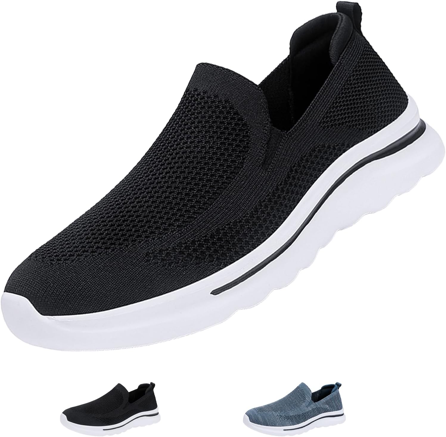 

Мужские кроссовки с сеткой на шнуровке, повседневные, удобные, дышащие, с мягкой подошвой, противоскользящие для бега и ходьбы Amazideal, черный