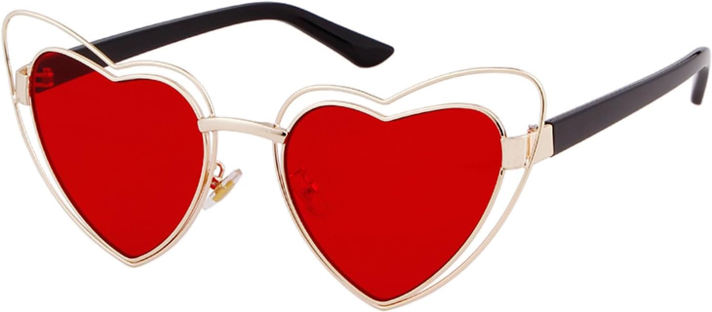 

Модные красные солнцезащитные очки в форме сердца с двойным оправом, розовые солнцезащитные очки с ажурной металлической оправой, защита от УФ-излучения UV400 WNCKSQ, C5 Red