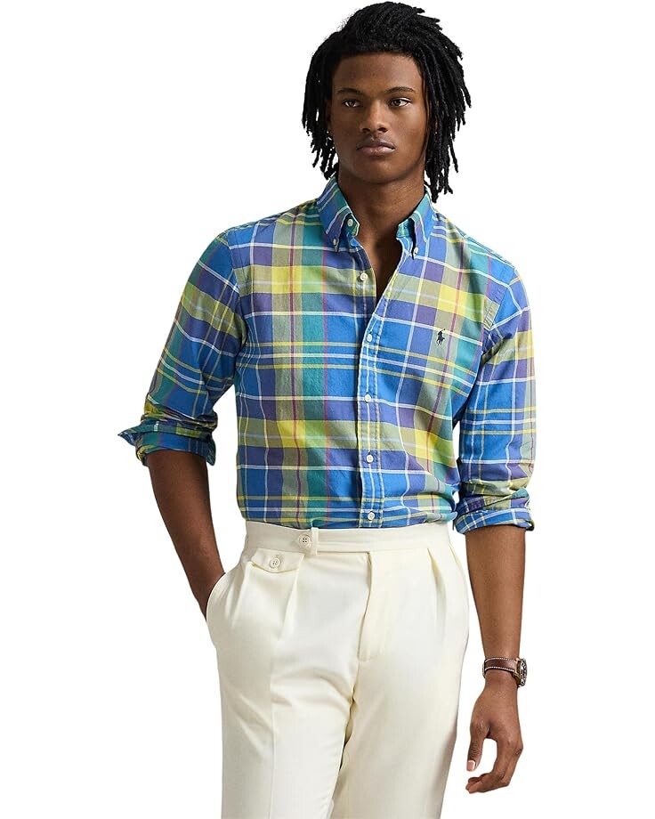 

Поло Polo Ralph Lauren Long Sleeve Oxford - Classic, цвет Blue Yellow Multi