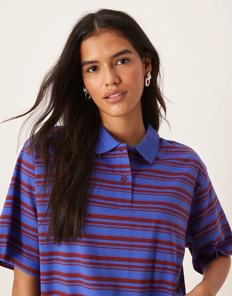 

Поло AWARE с короткими рукавами в сине-бордовую полоску