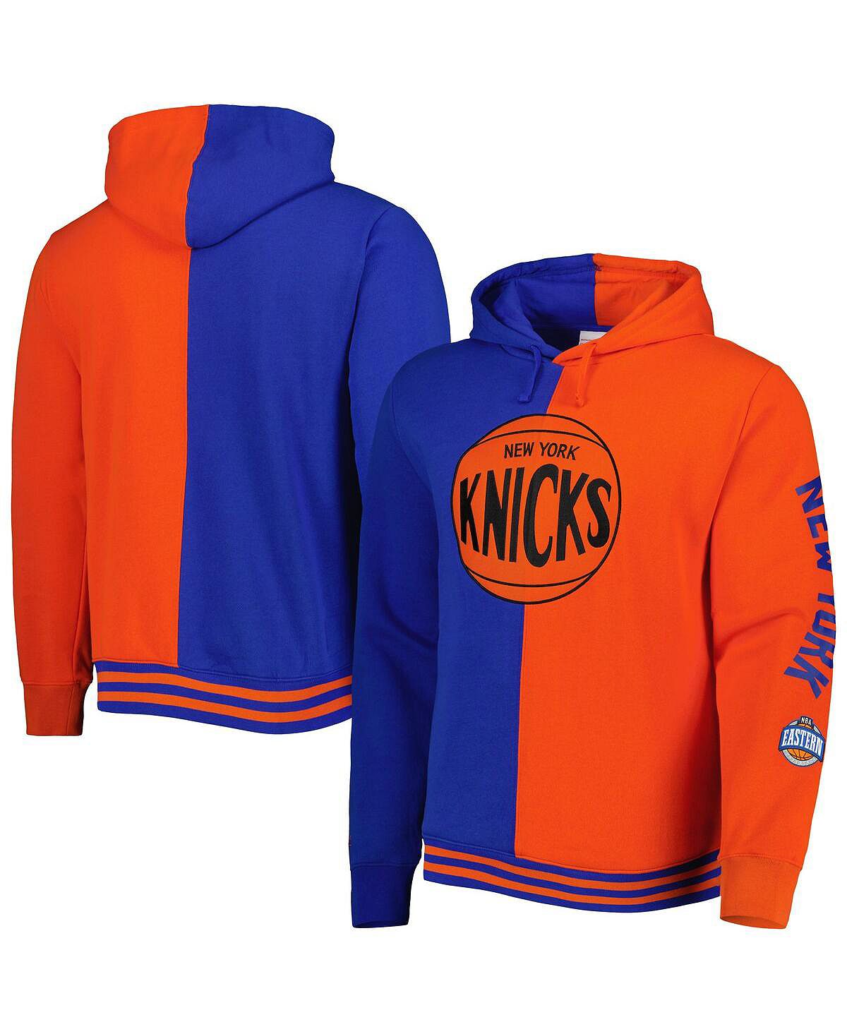 

Мужской синий и оранжевый пуловер с капюшоном New York Knicks Big and Tall Hardwood Classics Mitchell & Ness