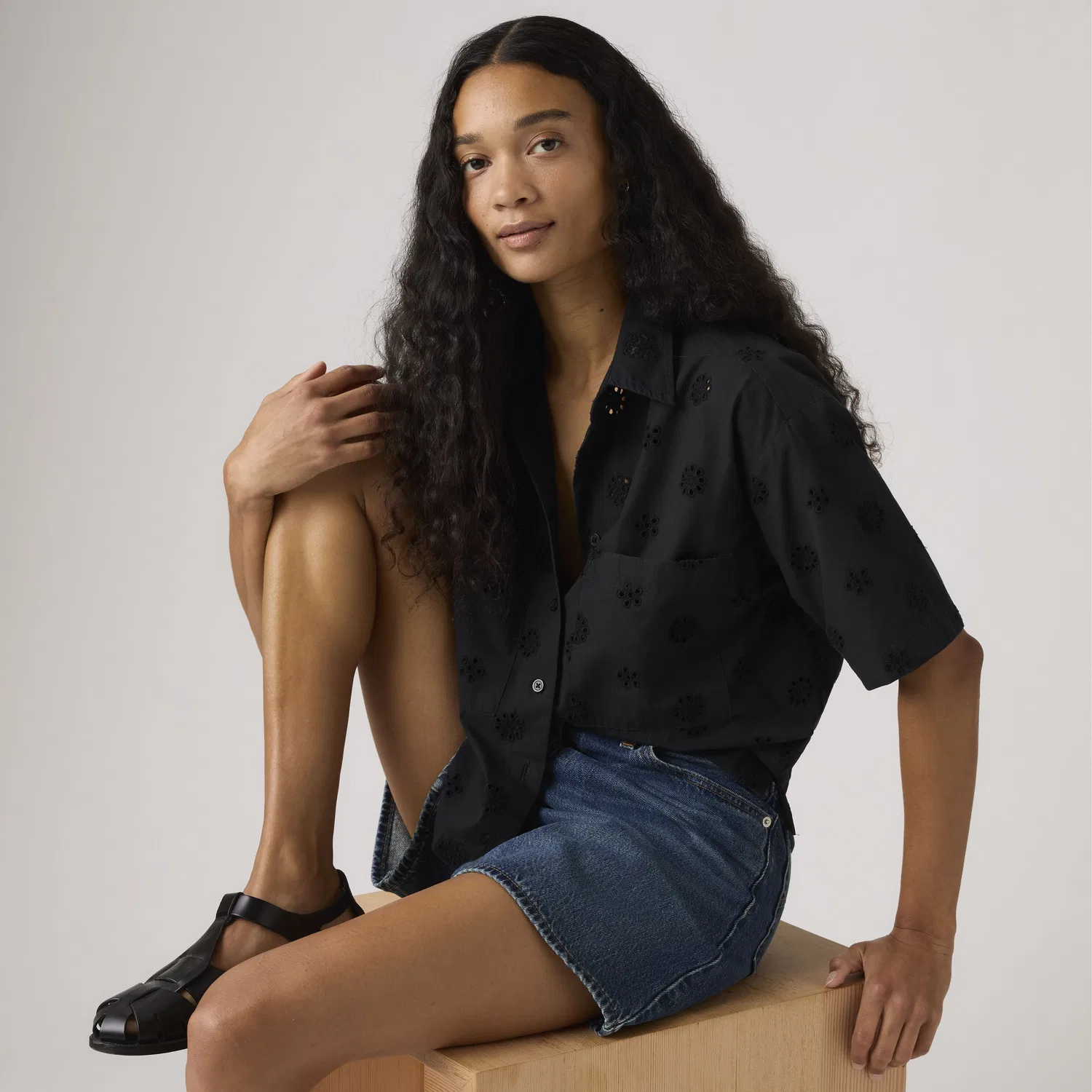 Укороченная рубашка с коротким рукавом Harlie Novelty Levi's, Black