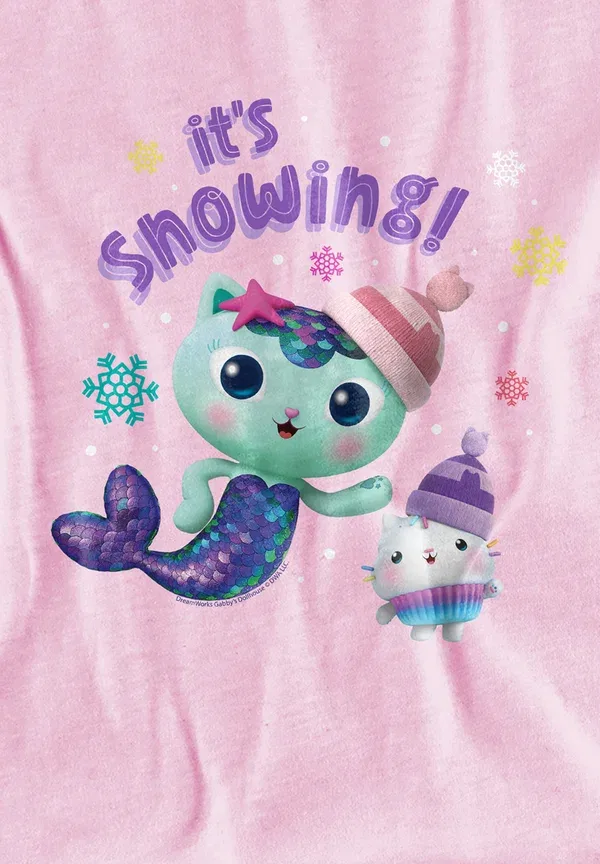 Футболка Gabby's Dollhouse Mercat Its Snowing Christmas Print T-Shirt Universal Studios, розовый — фото 3