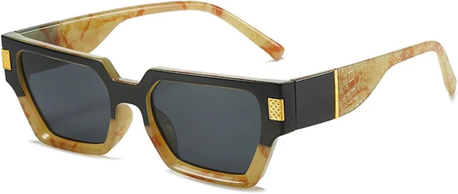 

Винтажные женские и мужские роскошные солнцезащитные очки с заклепками, модные, трендовые, для активного отдыха и путешествий, защита от УФ-излучения UV400 TKKTLLT, Yellow Flower Gray