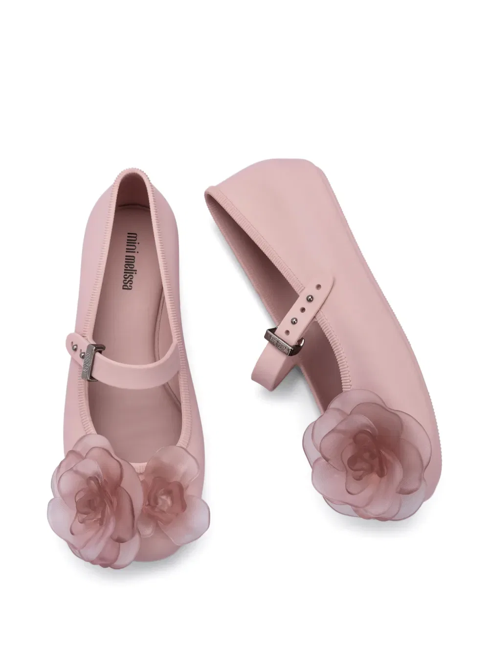 Балетки с цветочными ремешками Mini Melissa, розовый — фото 3