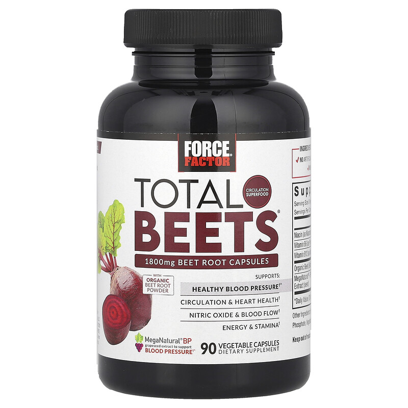 

Force Factor, Total Beets, 1800 мг, 90 растительных капсул (600 мг на капсулу)