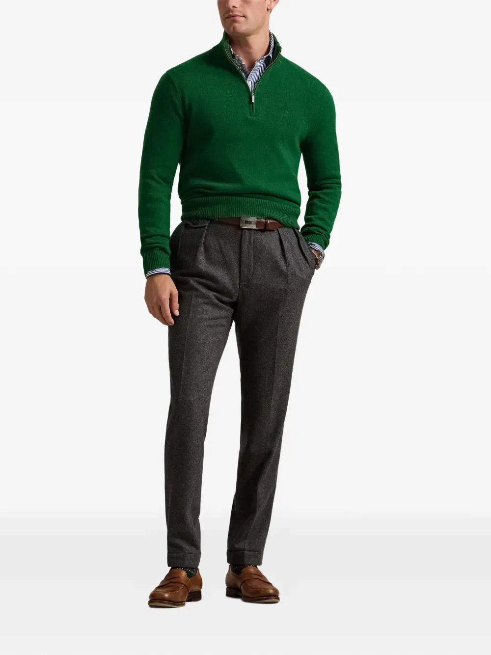 Свитер с застежкой-молнией до середины груди Polo Ralph Lauren, зеленый — фото 2