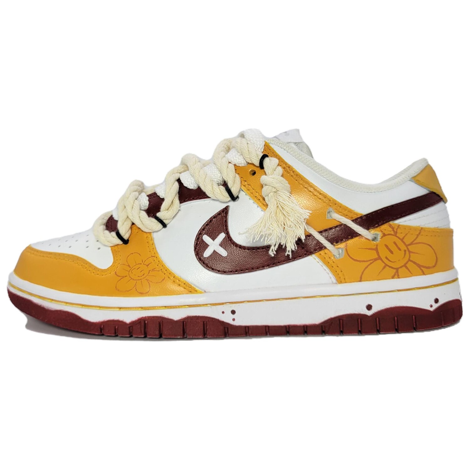 

Кроссовки Nike Dunk Skateboard Shoes Women's Low-Top White/yellow/burgundy