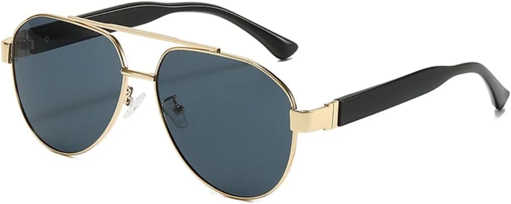 

Ретро металлические солнцезащитные очки с двойной перемычкой для женщин и мужчин, градиентная защита от УФ-излучения UV400, в стиле панк (золотисто-черно-серый) TVTBBVV, Golden Black Gray