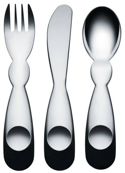 

Детские столовые приборы алессини 3 шт. Alessi, серебряный
