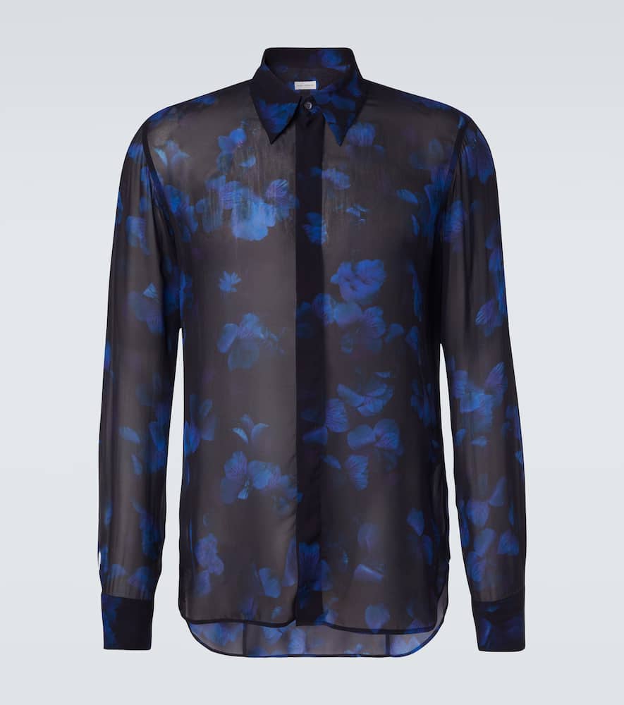 

Прозрачная блузка с цветочным принтом Dries Van Noten, Blue