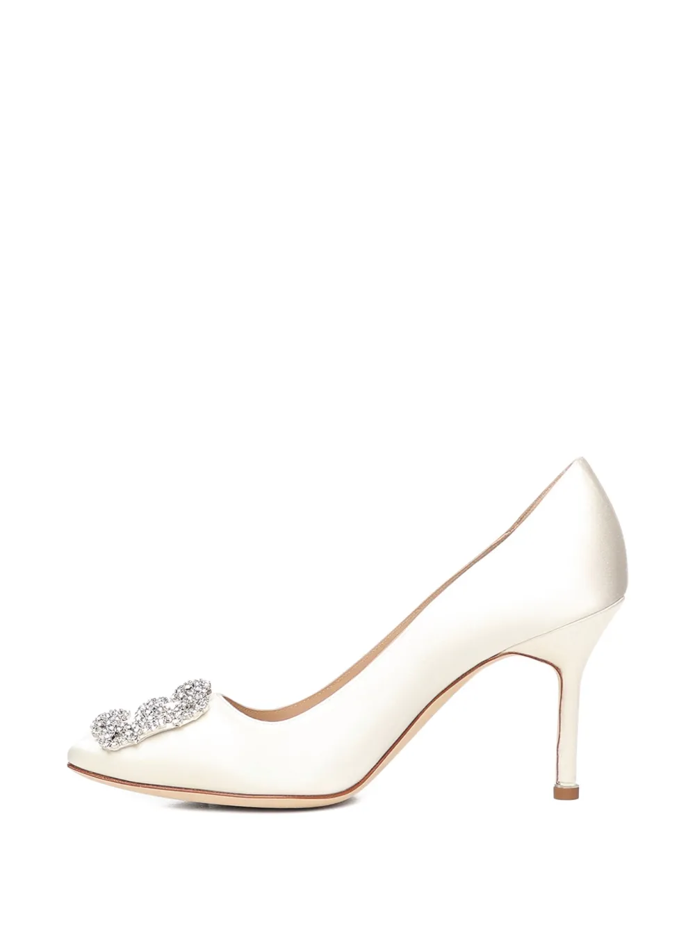 Туфли-лодочки на каблуке, украшенные кристаллами Manolo Blahnik, белый — фото 4