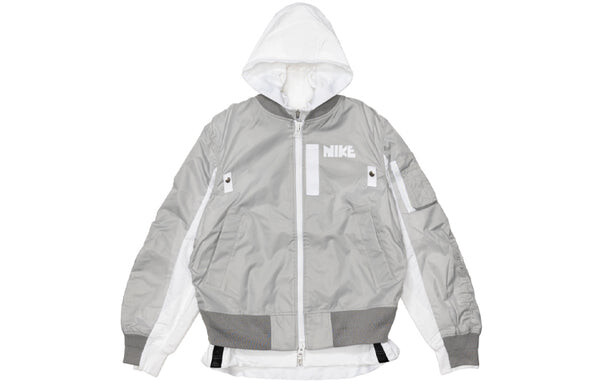 Куртка x sacai double layer contrasting colors sports hooded jacket 'grey' Nike, мультиколор — фото 2