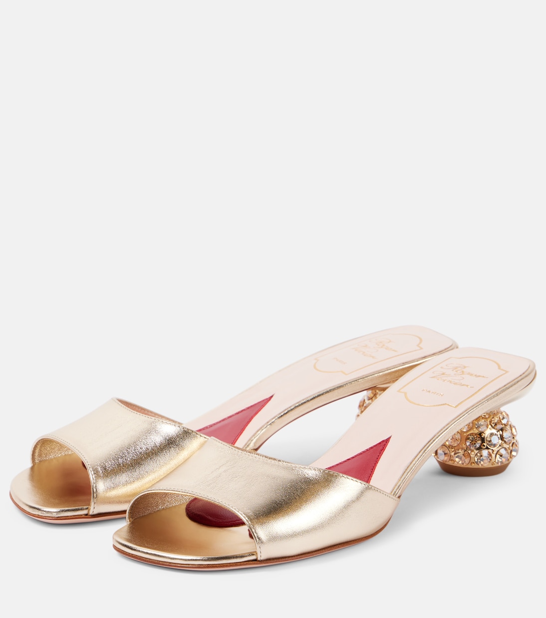Мюли из металлизированной кожи с декором Roger Vivier, Oro Chiaro — фото 4