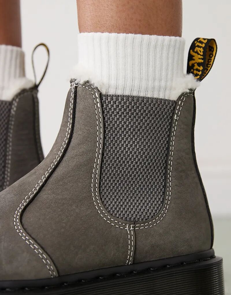 Ботинки челси Dr Martens 2976 Bex с подкладкой из овчины серого цвета — фото 2
