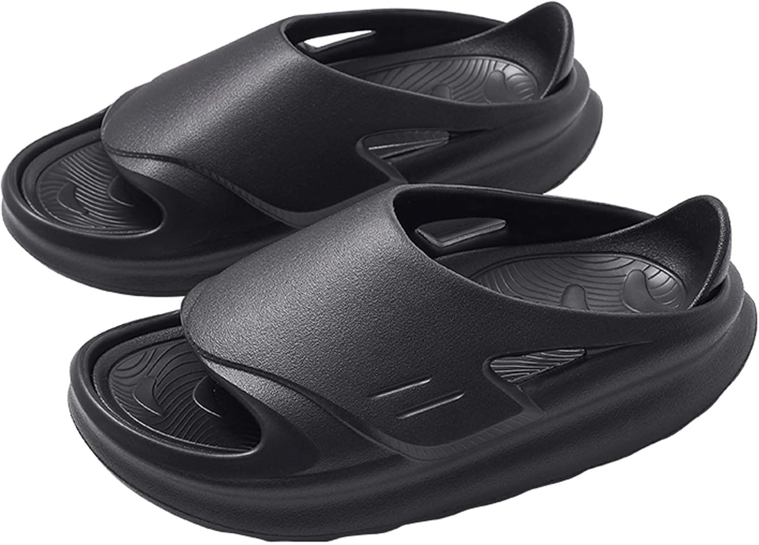 

Мужские и женские тапочки-сланцы для спорта, модный дизайн, съемная стелька, противоскользящие, с плотной амортизацией, снижают нагрузку на стопы, быстро сохнут, для душа, ванной, дома и улицы, после тренировки Vtiao, черный