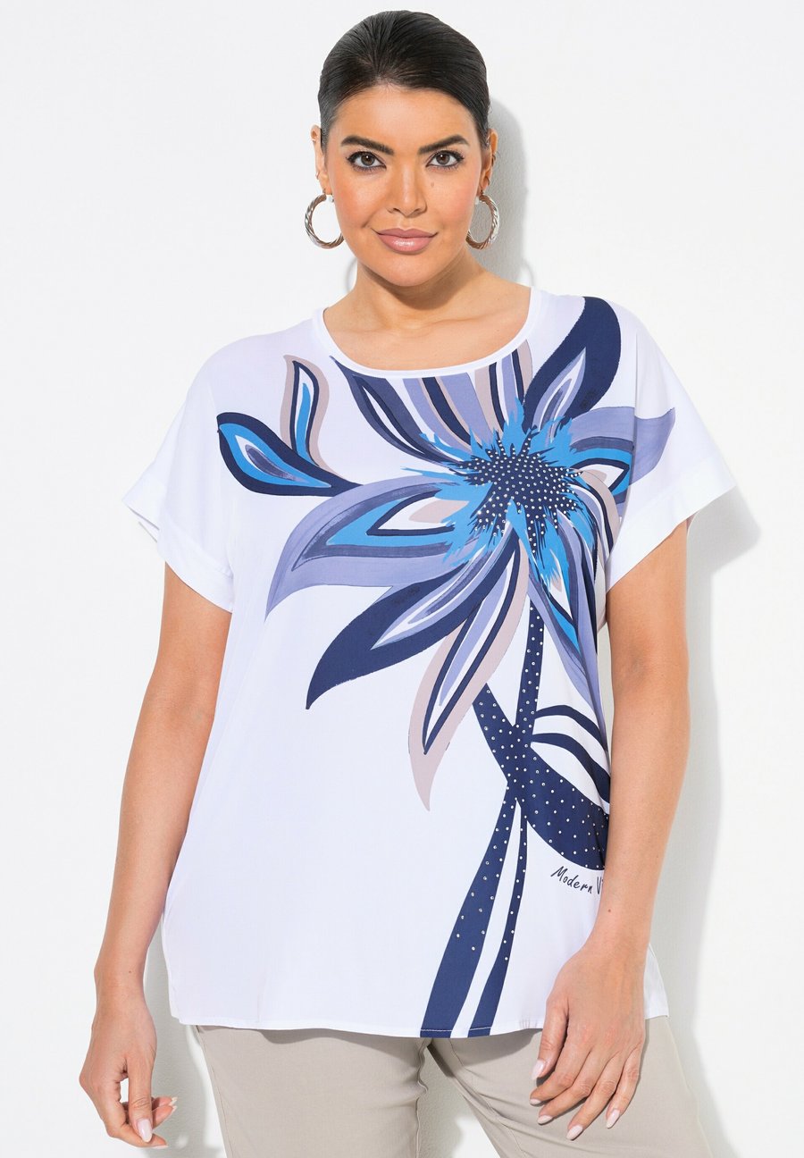 

Футболка Ulla Popken RHINESTONE STUDDED FLOWER MOTIF CAP SLEEVE, Snow White/White, Белый, Футболка Ulla Popken RHINESTONE STUDDED FLOWER MOTIF CAP SLEEVE, Snow White/White