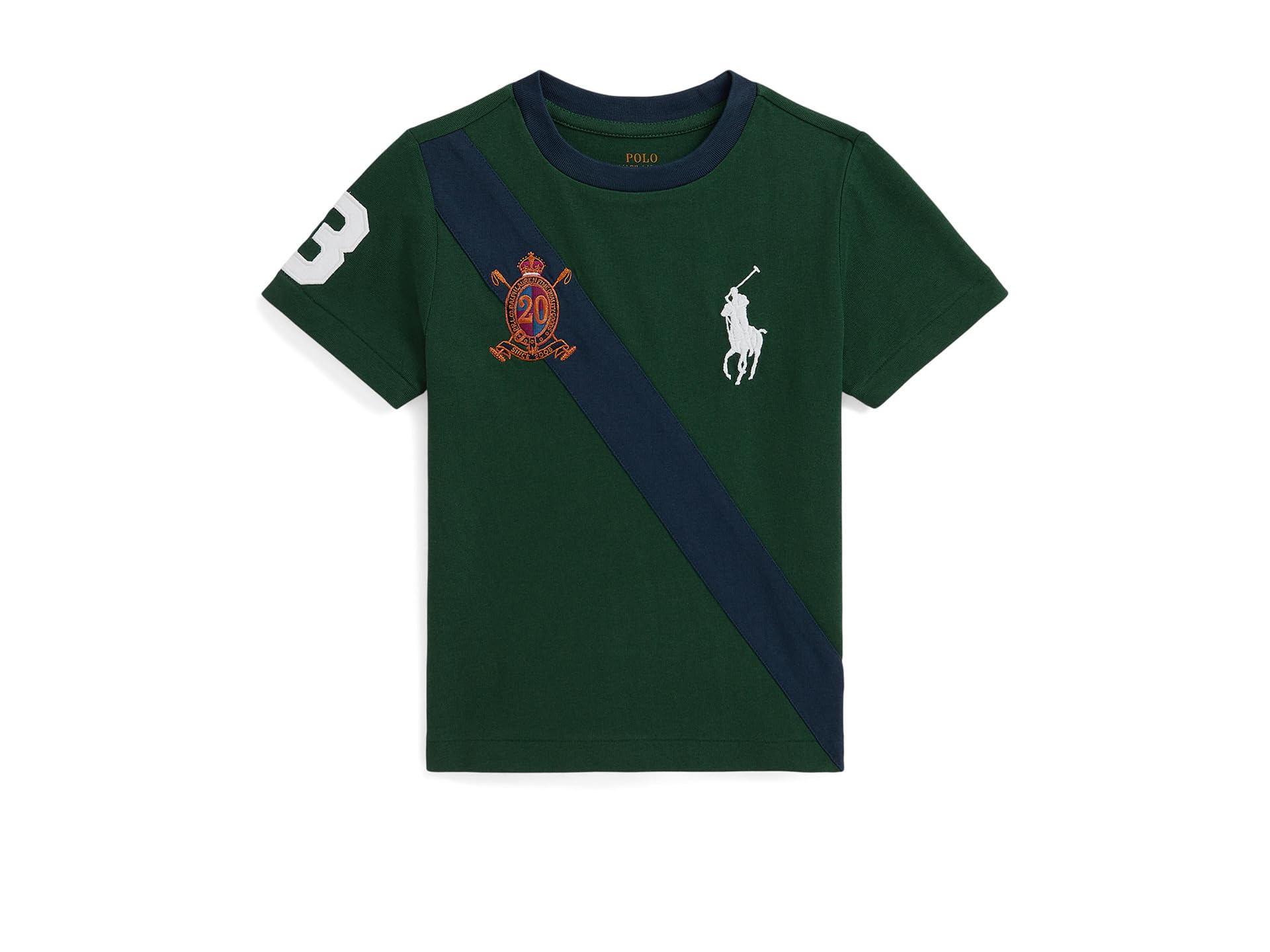 

Футболка Polo Ralph Lauren Kids Big Pony 20th Anniversary Crest Tee, цвет Vintage Pine/Newport Navy