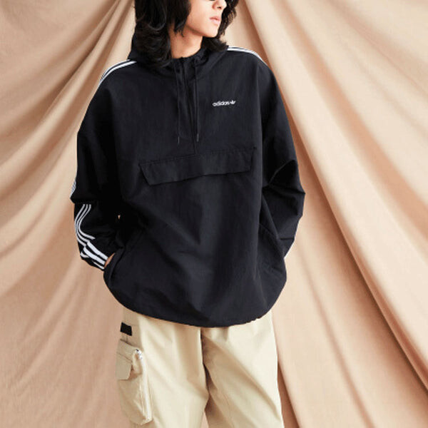 Толстовка adidas originals Contrasting Colors Stripe Half Zipper Hooded Jacket Black, мультиколор — фото 3