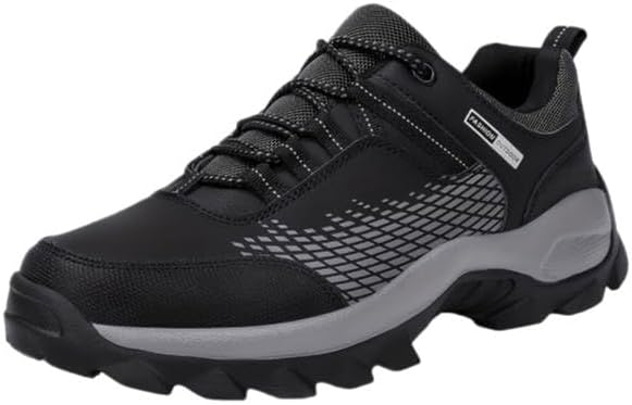 

Мужские кроссовки для активного отдыха на открытом воздухе - дышащий верх из сетки и PU, амортизирующая подошва EVA, шнуровка для комфортной прогулки по тропам и бега - черные/серые, расширенная версия, туристическое снаряжение Minlaidian