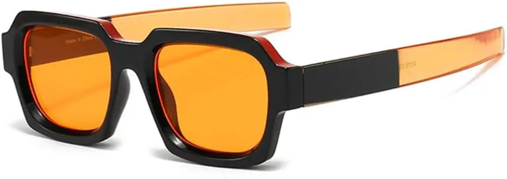

Популярные модные квадратные двухцветные панк-солнцезащитные очки для мужчин и женщин в винтажном стиле с защитой от УФ-излучения UV400 UATXTAU, Black Orange Orange