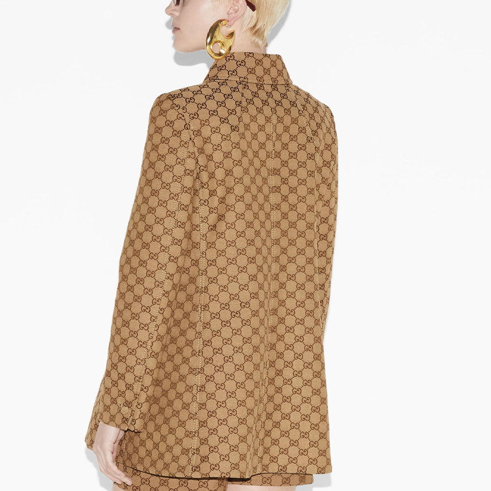 (WMNS) Пальто Gucci GG из канваса, цвет «Бежевый коричневый» — фото 4