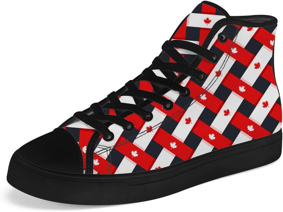 

Кеды на высокой подошве chebing для мужчин и женщин с флагом Канады, кеды с канадским флагом, шнуровка, повседневная обувь, черный