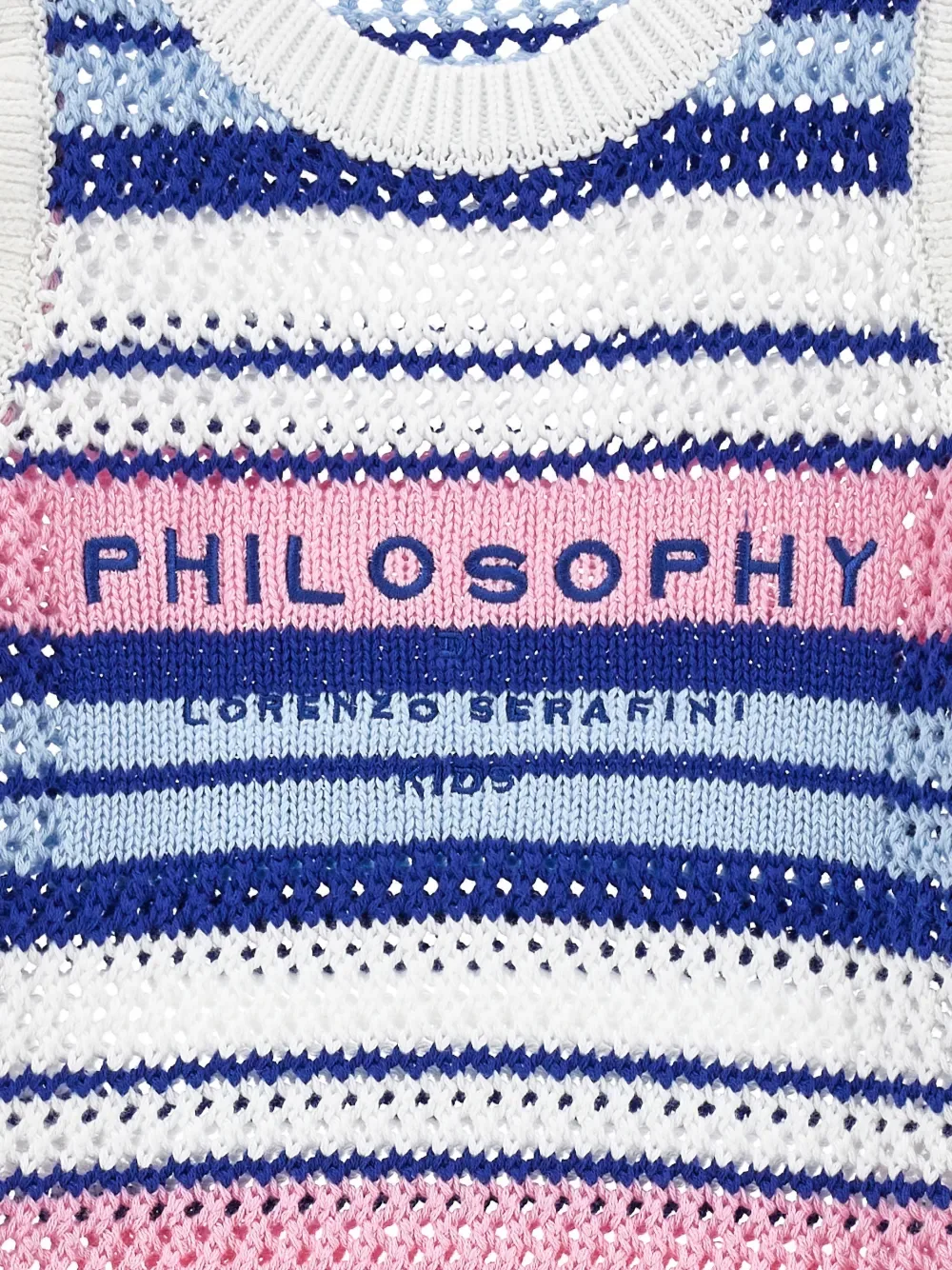 Полосатое платье без рукавов Philosophy Di Lorenzo Serafini Kids, синий — фото 3