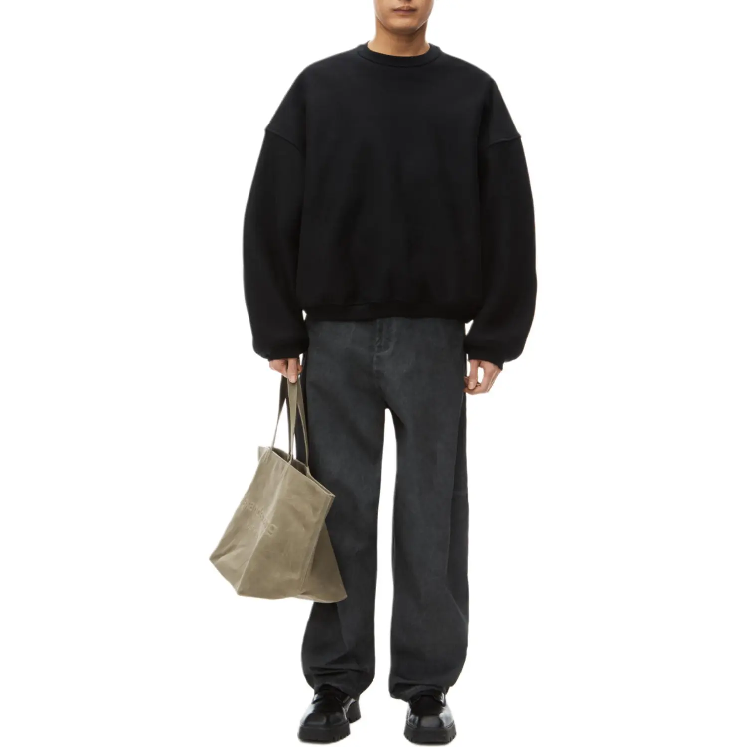 Хлопковая толстовка с тисненым логотипом Alexander Wang, черный — фото 4