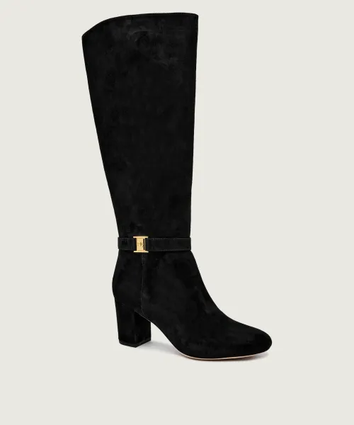 Кожаные сапоги Kellie на блочном каблуке Lauren Ralph Lauren, черный
