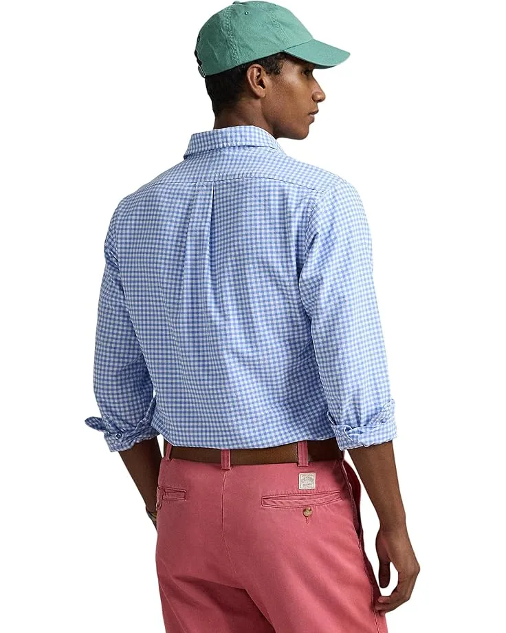 Рубашка Polo Ralph Lauren Classic Fit Gingham Oxford Shirt, Light Blue/White — фото 2