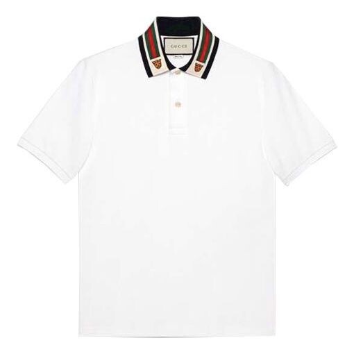 

Рубашка поло stripe short sleeve polo shirt 'white' Gucci, белый