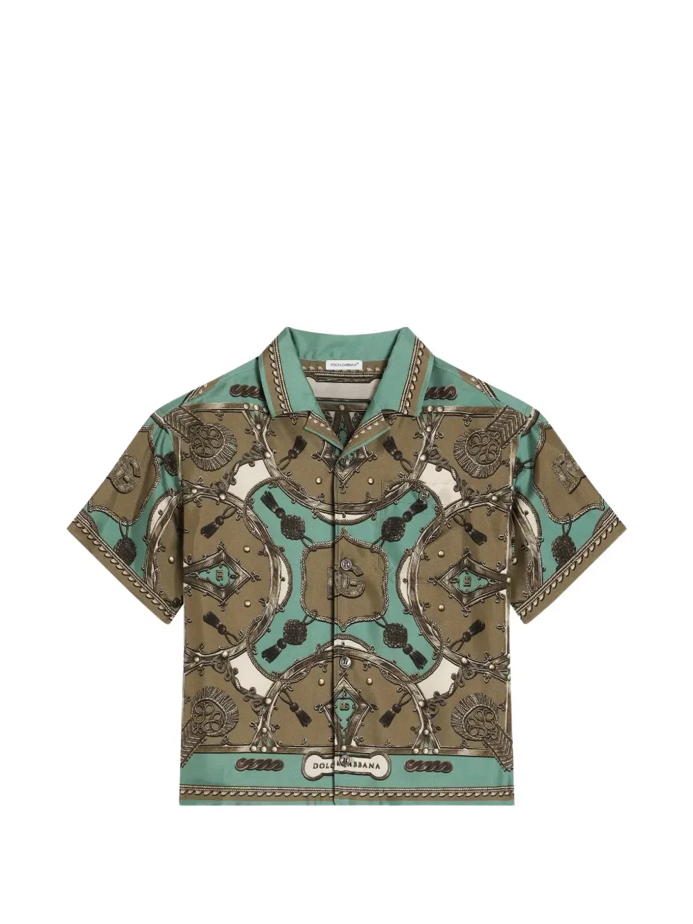 Рубашка с короткими рукавами и логотипом Dolce & Gabbana Kids, коричневый