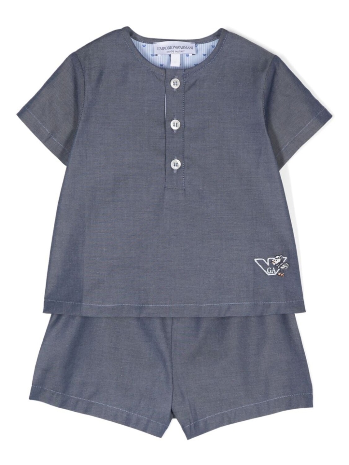 

Комплект хлопковых шорт с вышитым логотипом Emporio Armani Kids, синий