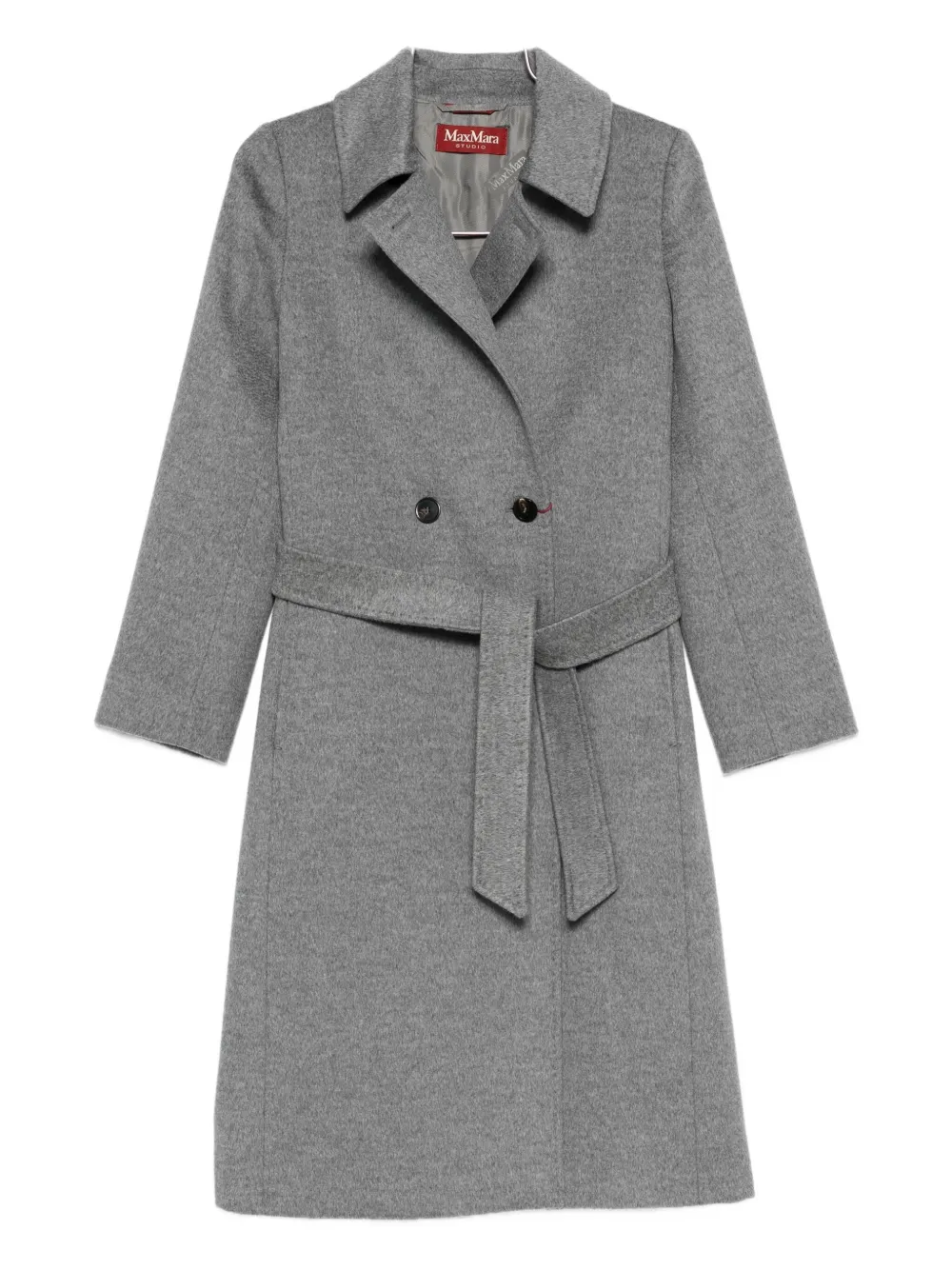 

Двубортное пальто с поясом MAX MARA, серый