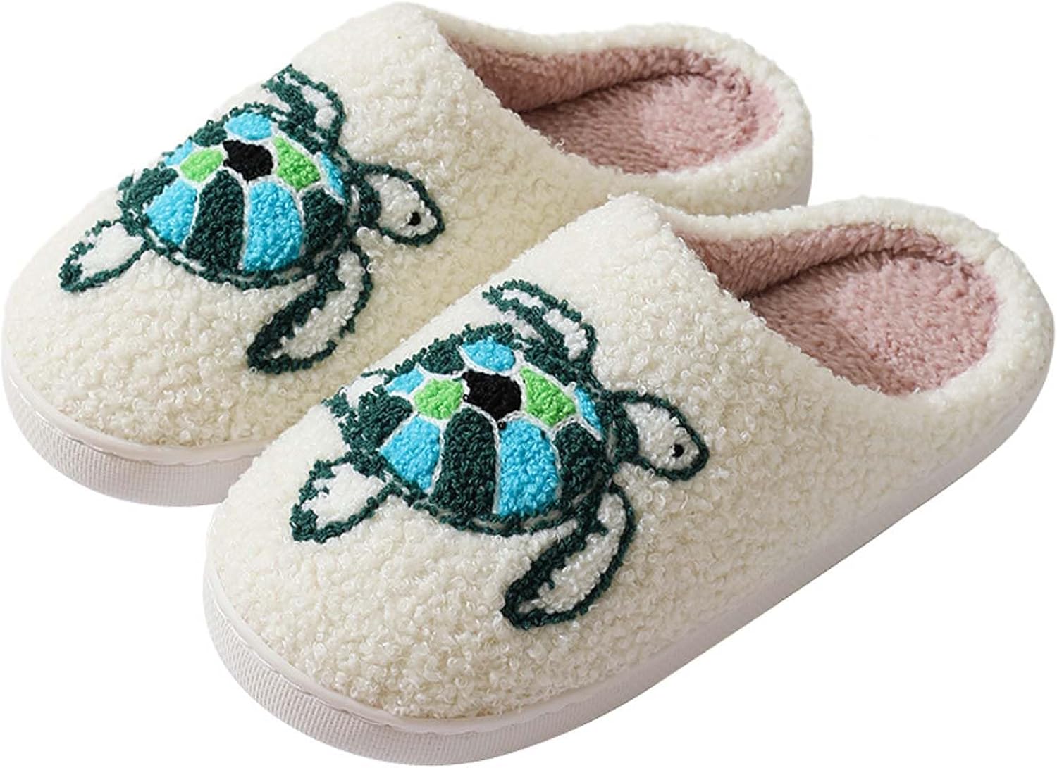 

Домашние тапочки для женщин и мужчин с милыми мультяшными животными, мягкие пушистые тапочки, теплые зимние тапочки для дома, нескользящие, уютные тапочки для спальни, для использования как внутри дома, так и на улице Wuyistar, Turtle