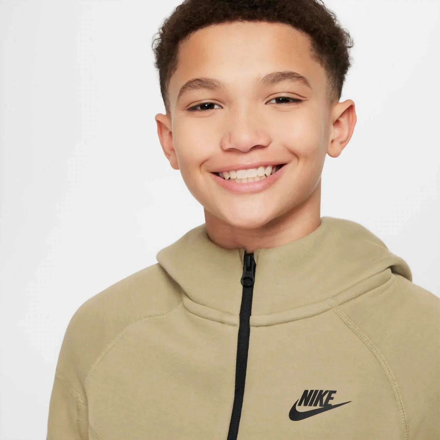 Nike Спортивная флисовая ветровка Sportswear Tech Fleece Windrunner на молнии, нейтральный оливково-черный цвет — фото 3