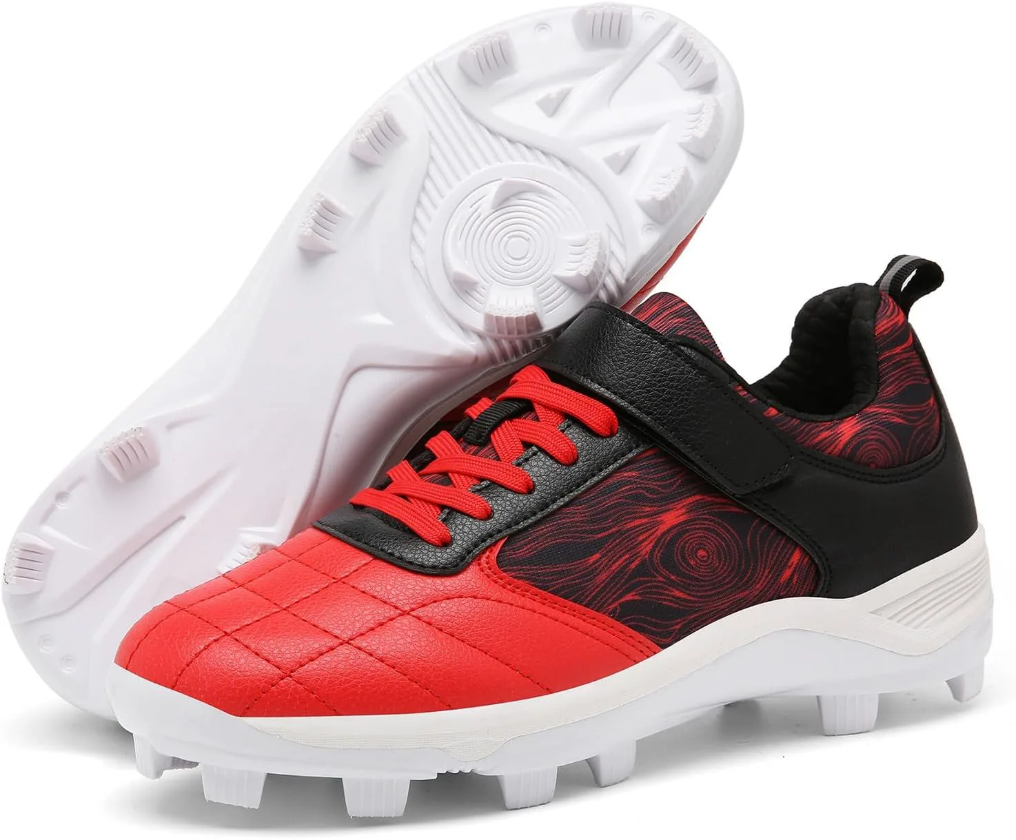 

Бейсбольные бутсы DHAEY для молодежи, дышащие, на шнуровке, удобные, унисекс, для софтбола с 13 фиксированными противоскользящими шипами, для улицы, для травяного покрытия (Цвет: бело-черный, Размер: 8 женский / 6,5 мужской), белый