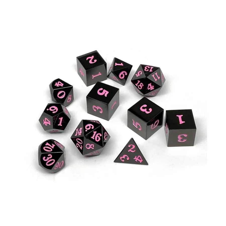 

Gun Metal с розовым (11), Dice - Metal 11 Piece Poly Sets (Easy Roller Dice)