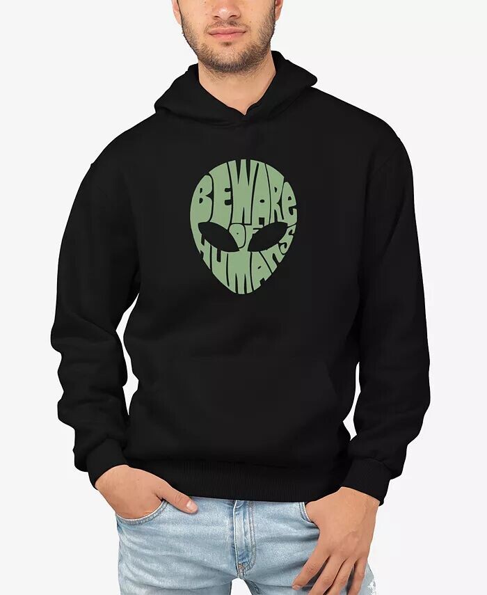

Мужская толстовка с капюшоном Beware of Humans Word Art LA Pop Art, черный