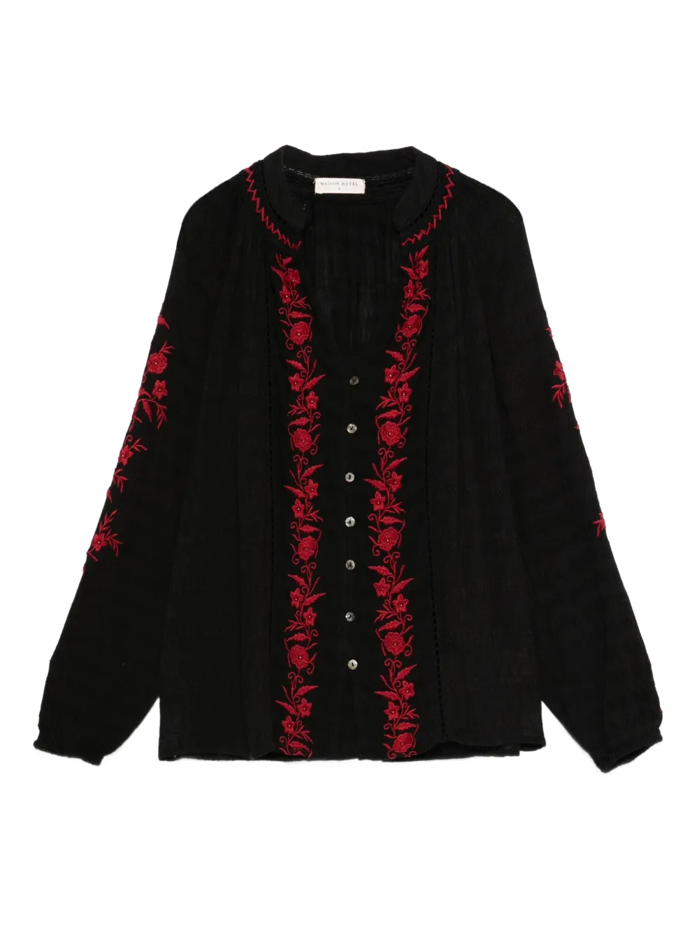 

Хлопковая блузка с вышивкой в цветочек MAISON HOTEL, красный