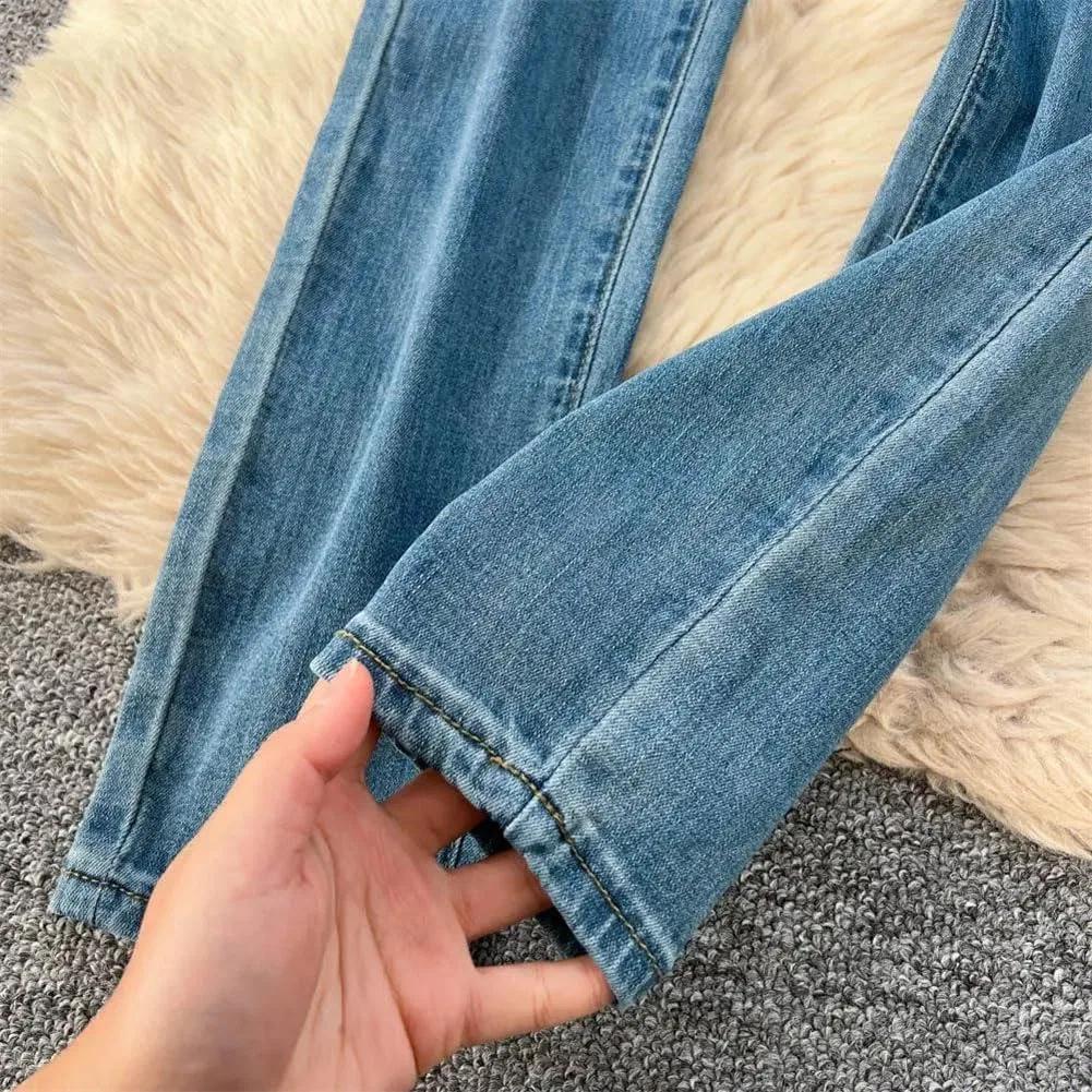 Джинсы, три пуговицы, Women's High Waist Skinny Jeans Three Button Stretch Slim Denim Pants for Daily Casual Wear, 65 — фото 4