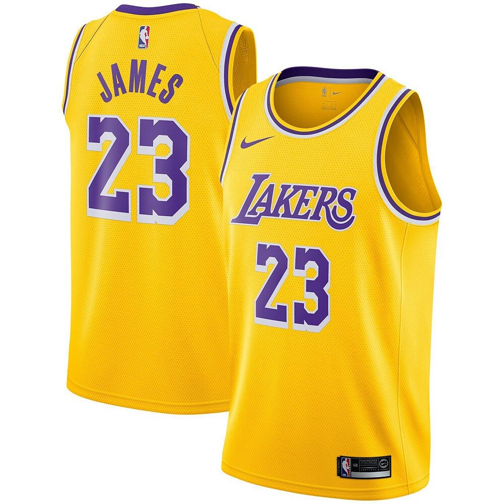 Мужская футболка Nike LeBron James Gold Los Angeles Lakers Swingman Player — Icon Edition, цвет Lak Gold — фото 2