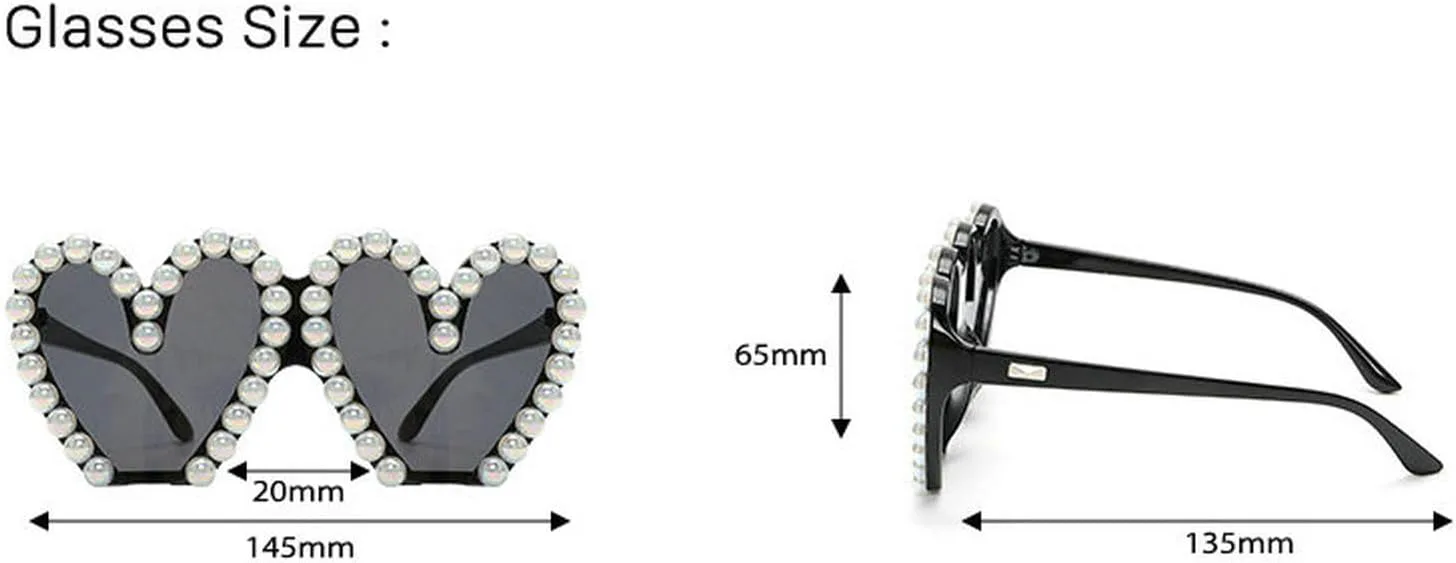 

Солнцезащитные очки COTIA Love Heart для женщин, модные, с разноцветными жемчужинами, в полуободковой оправе, для вечеринок, путешествий, в стиле хип-хоп, White