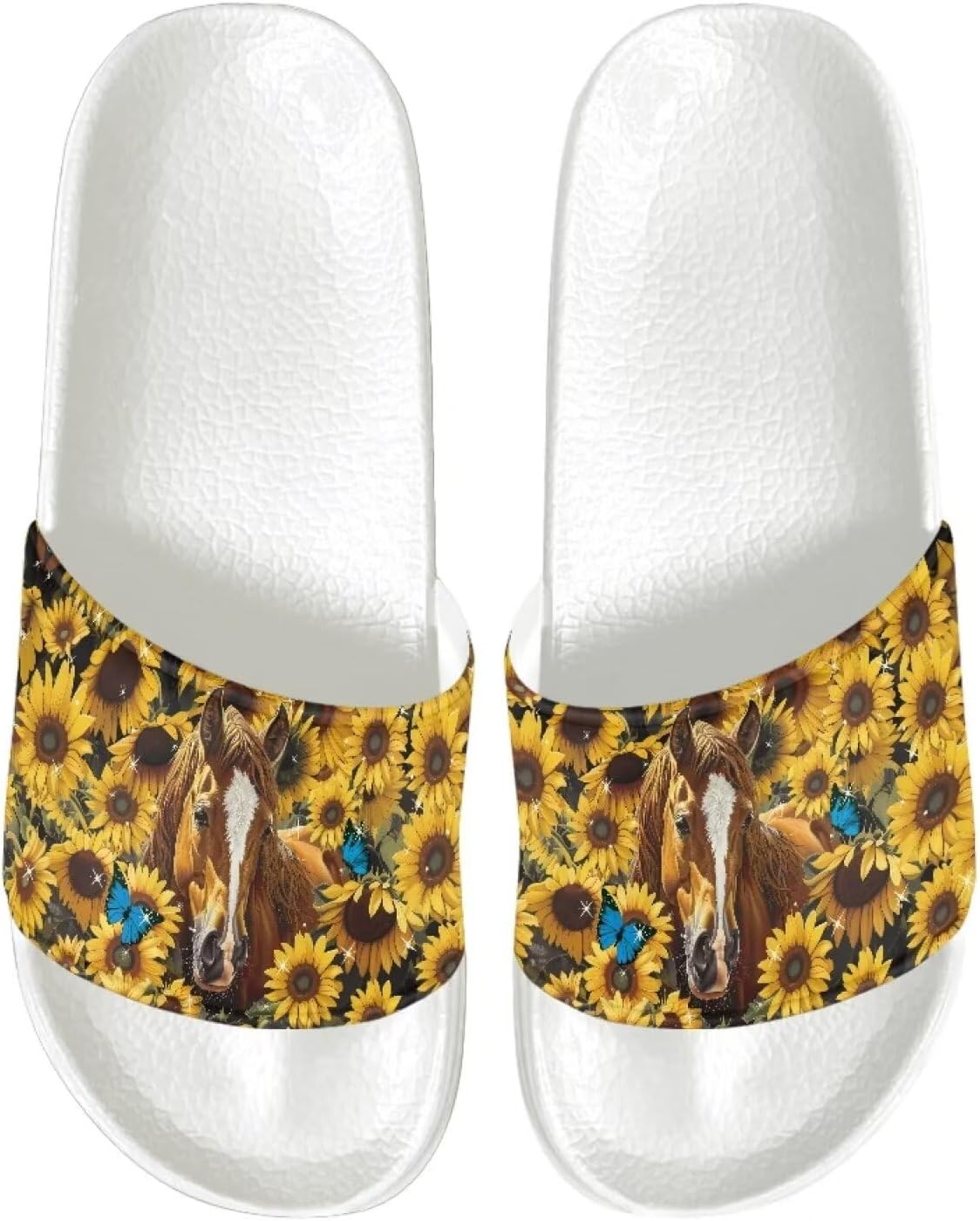 

Женские повседневные сандалии слайд, удобная мягкая подошва, противоскользящие, открытый носок, плоские сандалии из ЭВА Judentidos, Sunflower Horse