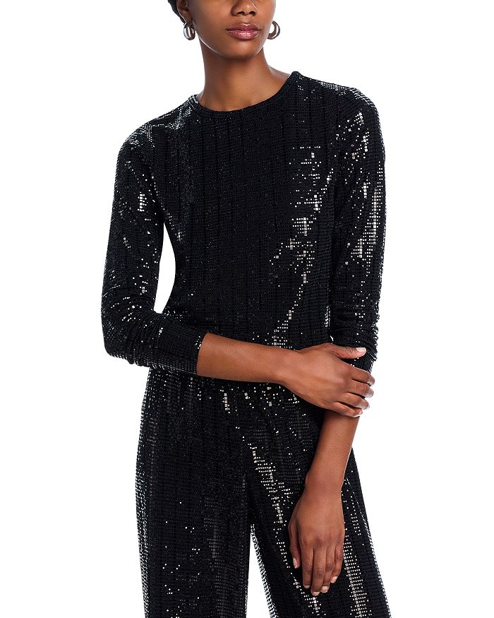 

Укороченный топ с пайетками Delaina Alice and Olivia, черный